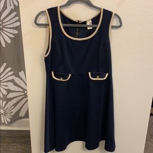 Navy Dress with Faux Pockets